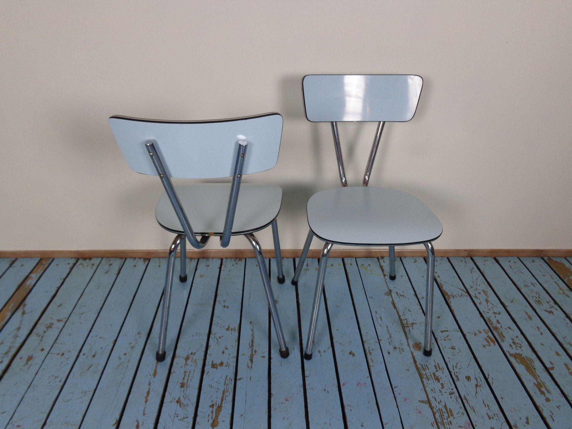 Paar Lichtblauwe Formica Stoelen GVH Design